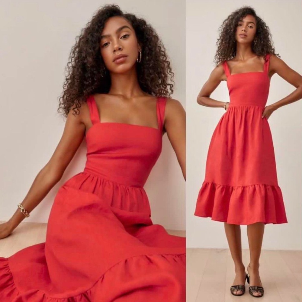 Reformation %100 Linen Manet Dress in Hot Day